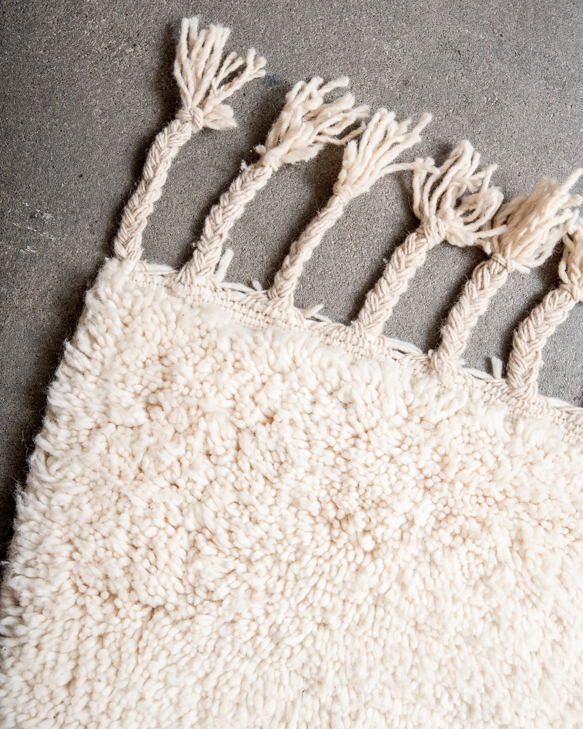 Modern, designer, handcrafted Berber rug from Morocco. Beniourain carpet with minimalist design, natural wool pile and a fluffy texture.