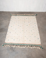 Modern, designer, handcrafted Berber rug from Morocco. Beniourain carpet with beautiful colours and patterns and fluffy wool texture.
