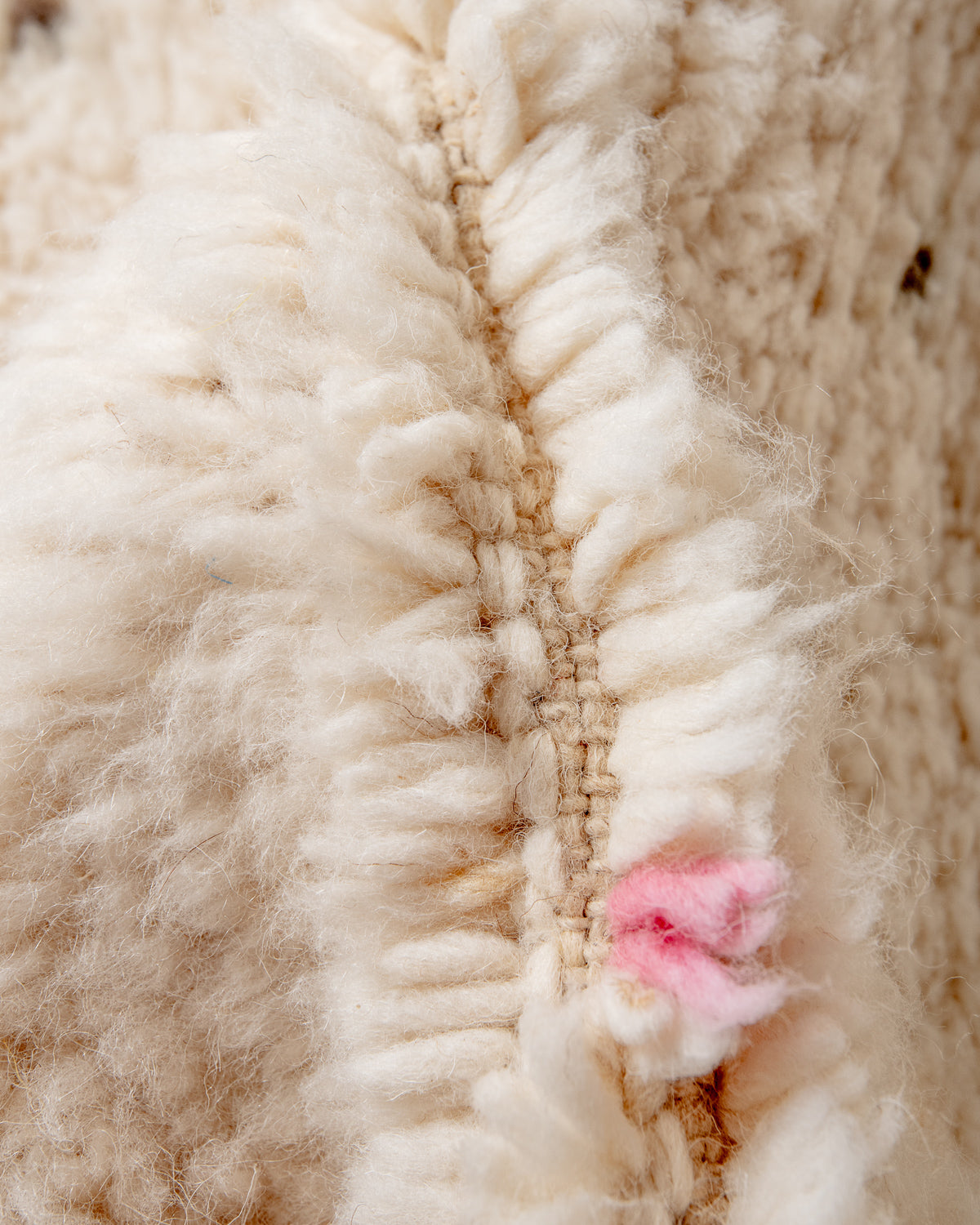 Modern, designer, handcrafted Berber rug from Morocco. Beniourain carpet with beautiful colours and patterns and fluffy wool texture.