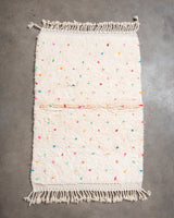Modern, designer, handcrafted Berber rug from Morocco. Beniourain carpet with beautiful colours and patterns and fluffy wool texture.