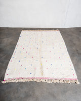 Modern, designer, handcrafted Berber rug from Morocco. Beniourain carpet with beautiful colours and patterns and fluffy wool texture. 