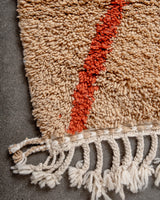 Modern, designer, handcrafted Berber rug from Morocco. Beniourain carpet with beautiful colours and patterns and fluffy wool texture. 