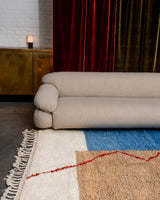 Modern, designer, handcrafted Berber rug from Morocco. Beniourain carpet with beautiful colours and patterns and fluffy wool texture. 