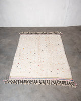 Modern, designer, handcrafted Berber rug from Morocco. Beniourain carpet with beautiful colours and patterns and fluffy wool texture. 