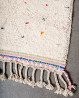 Modern, designer, handcrafted Berber rug from Morocco. Beniourain carpet with beautiful colours and patterns and fluffy wool texture. 