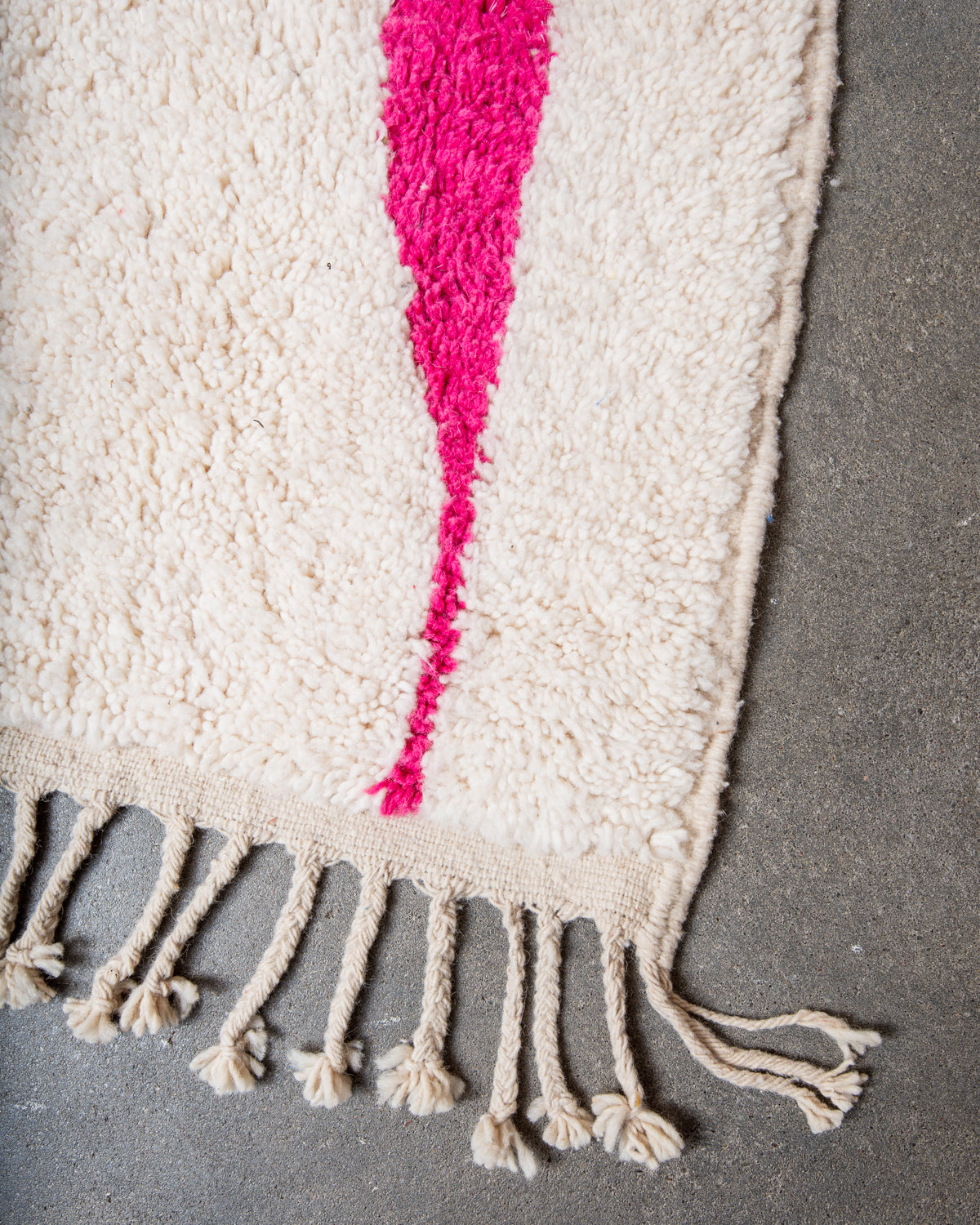 Modern, designer, handcrafted Berber rug from Morocco. Beniourain carpet with beautiful colours and patterns and fluffy wool texture.