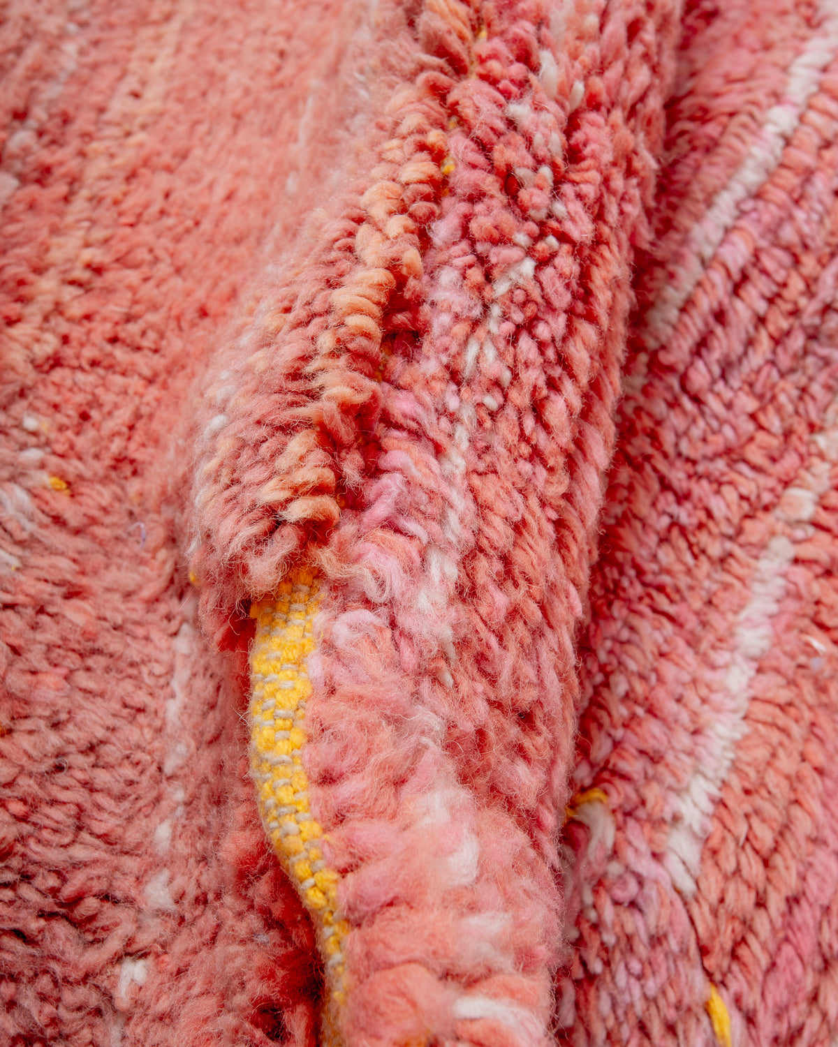 Modern, designer, handcrafted Berber rug from Morocco. Beniourain carpet with beautiful colours and patterns and fluffy wool texture. 