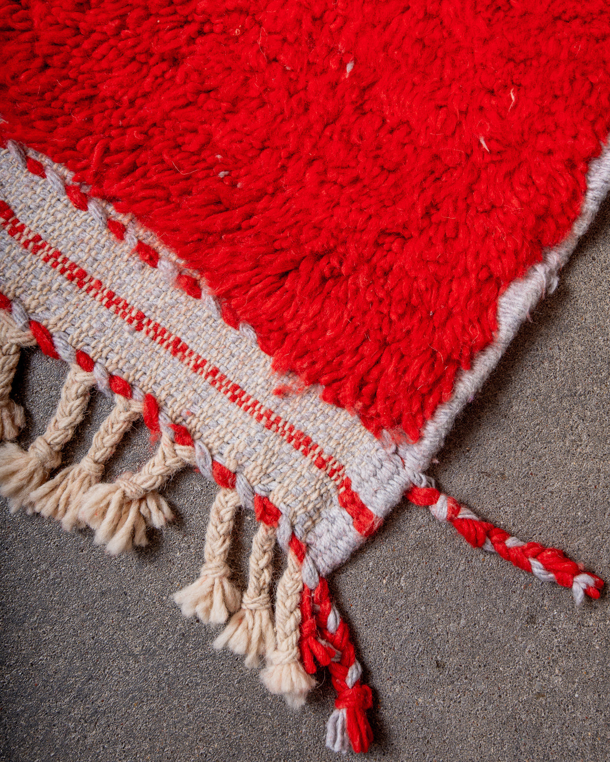 Modern, designer, handcrafted Berber rug from Morocco. Beniourain carpet with beautiful colours and patterns and fluffy wool texture. 