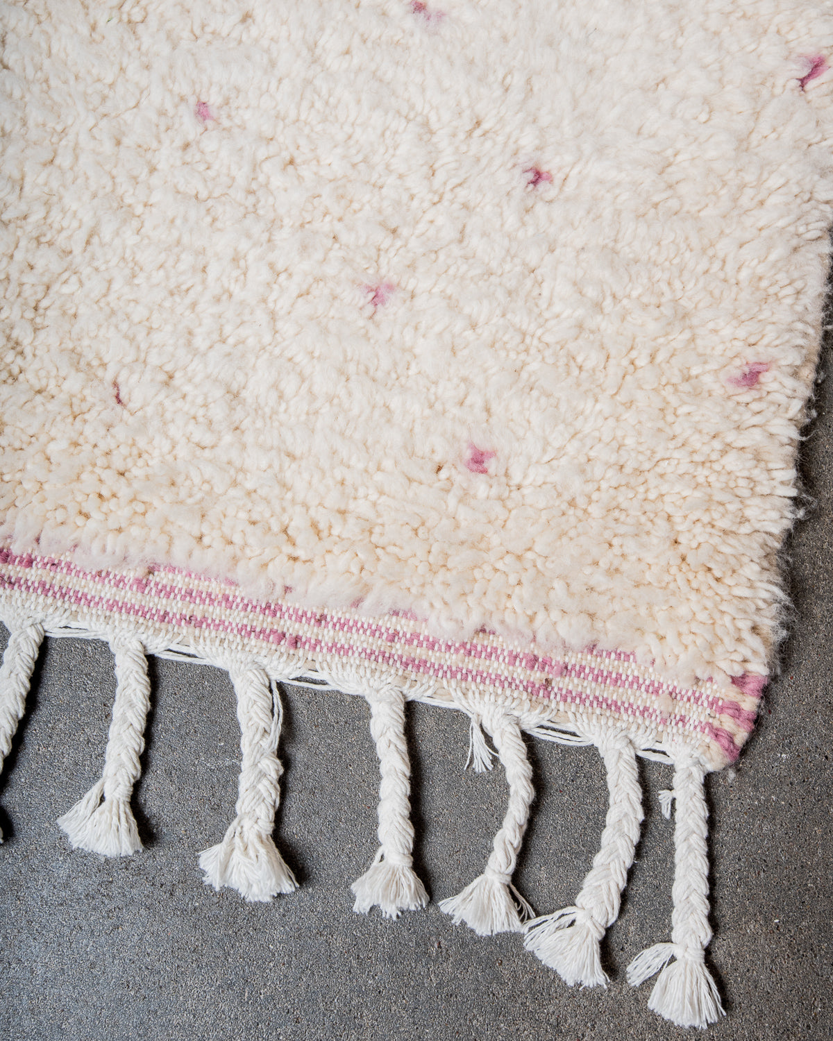 Modern, designer, handcrafted Berber rug from Morocco. Beniourain carpet with beautiful colours and patterns and fluffy wool texture.