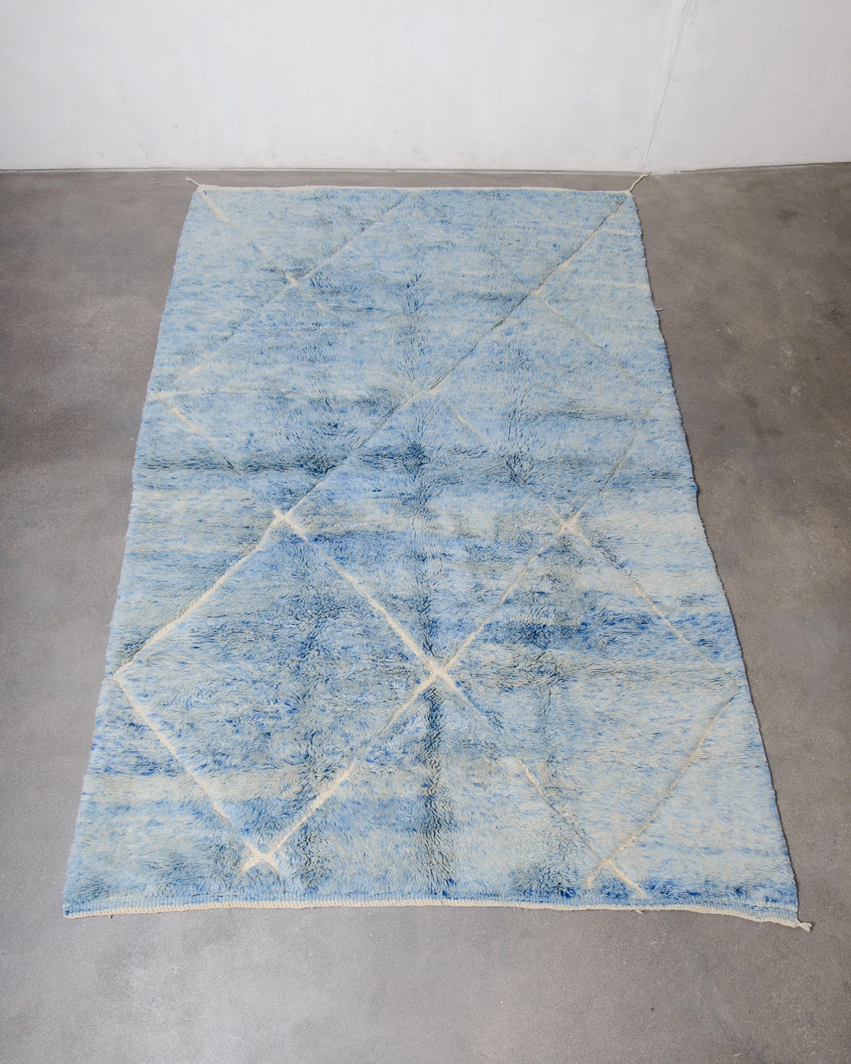 Modern, designer, handcrafted 100% sheep’s wool Berber rug from Morocco. Beni M’rirt carpet with beautiful colours and patterns and fluffy wool texture.