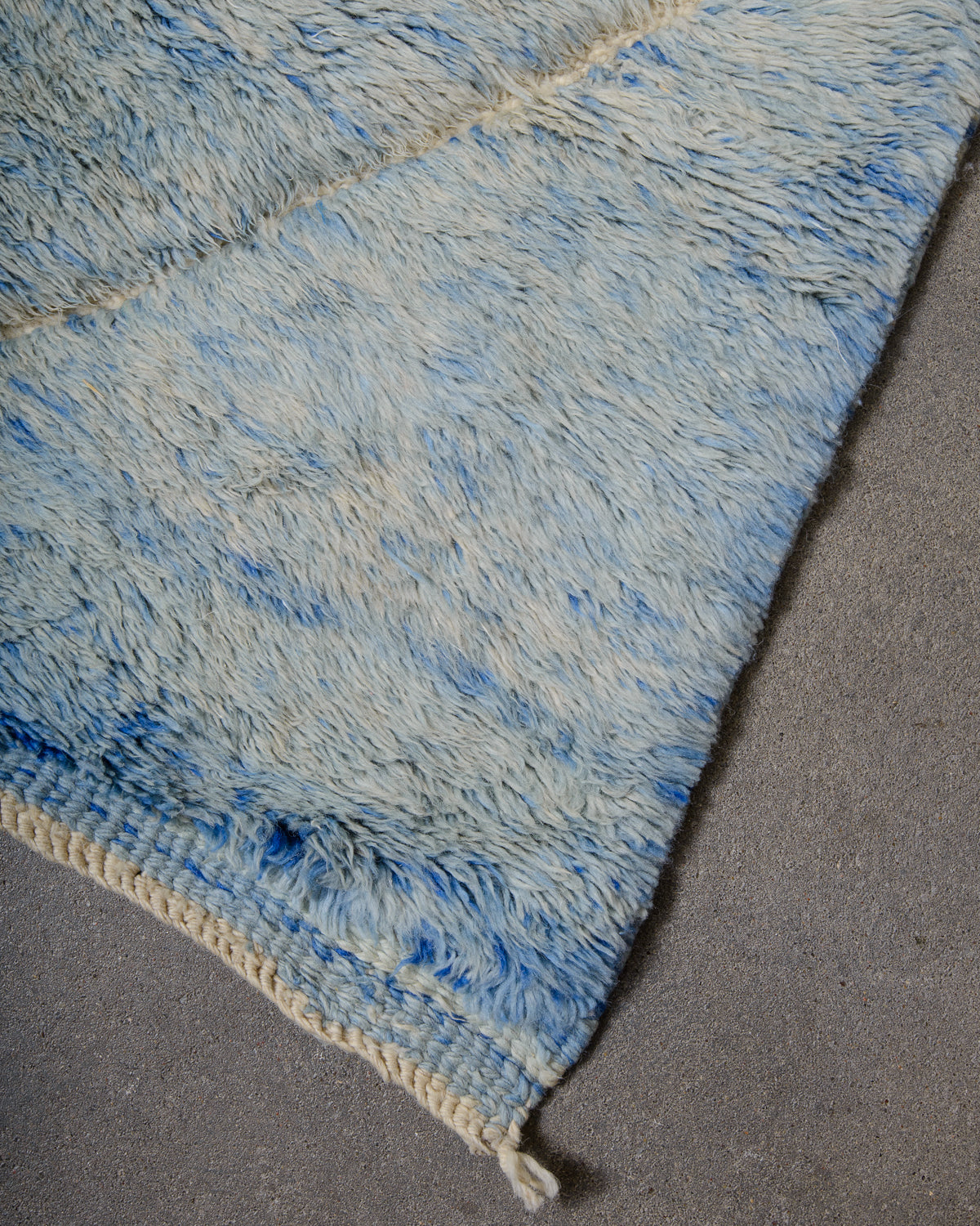 Modern, designer, handcrafted 100% sheep’s wool Berber rug from Morocco. Beni M’rirt carpet with beautiful colours and patterns and fluffy wool texture.