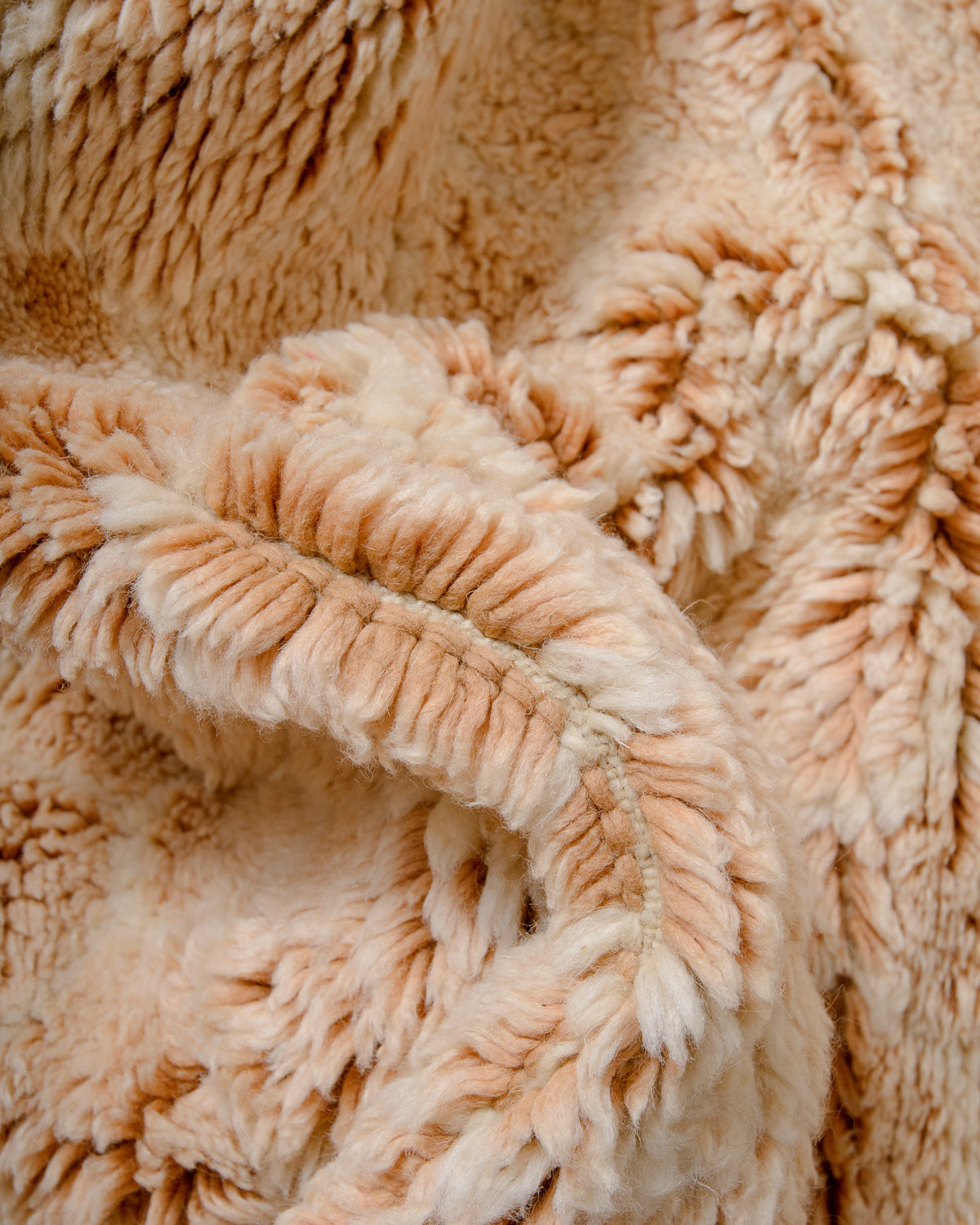 Modern, designer, handcrafted 100% sheep’s wool Berber rug from Morocco. Beni M’rirt carpet with beautiful colours and patterns and fluffy wool texture.