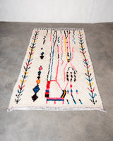 Modern designer handcrafted Berber rug from Morocco. Azilal rug with beautiful colors and patterns. Made of sheep’s wool and colourful cotton.