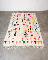 Modern designer handcrafted Berber rug from Morocco. Azilal rug with beautiful colors and patterns. Made of sheep’s wool and colourful cotton.