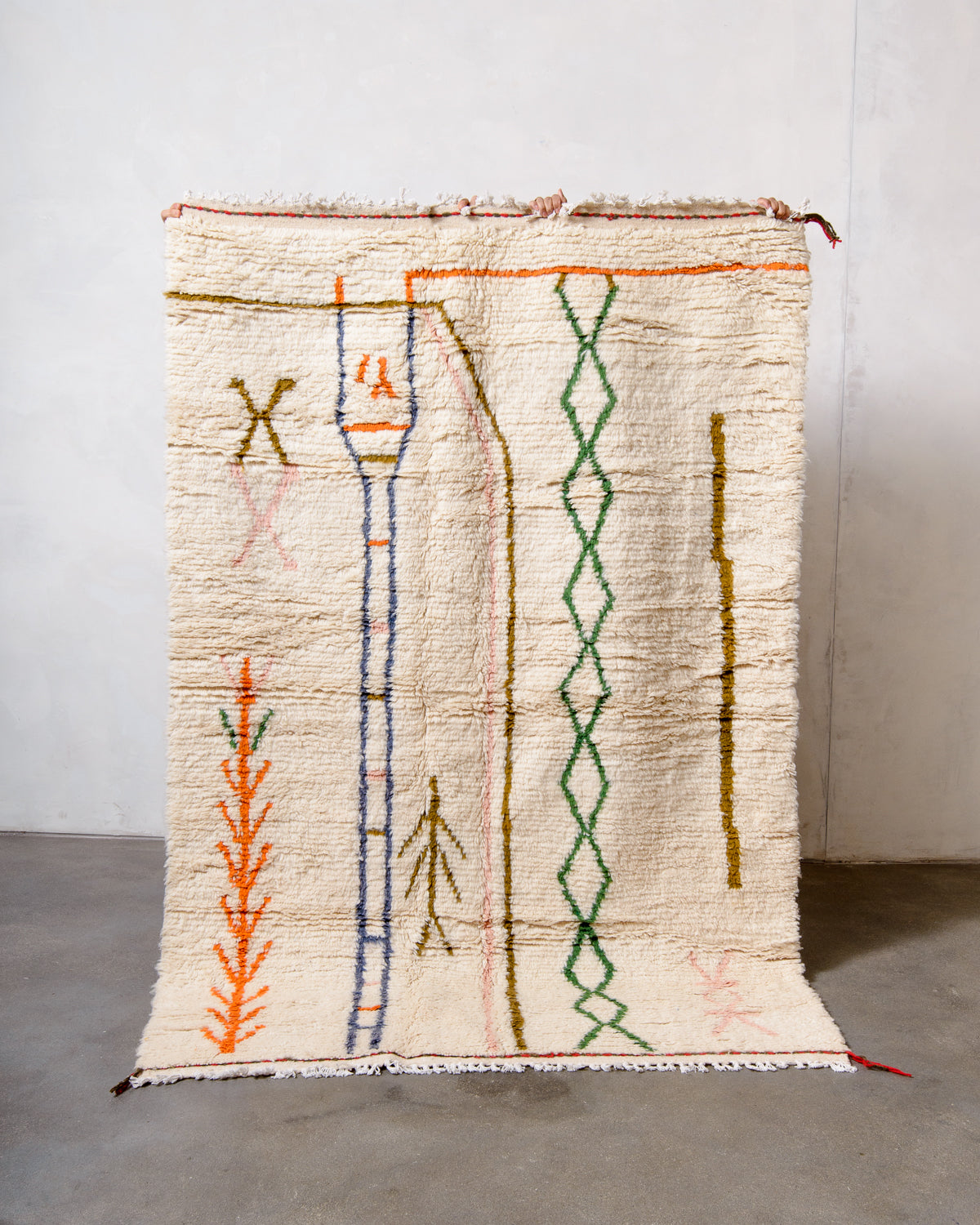 Modern designer handcrafted Berber rug from morocco Azilal with beautiful colors and patterns