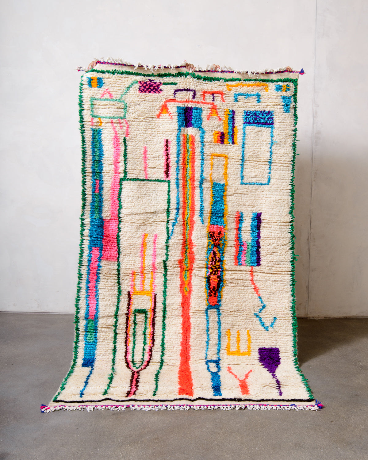 Modern designer handcrafted Berber rug from morocco Azilal with beautiful colors and patterns