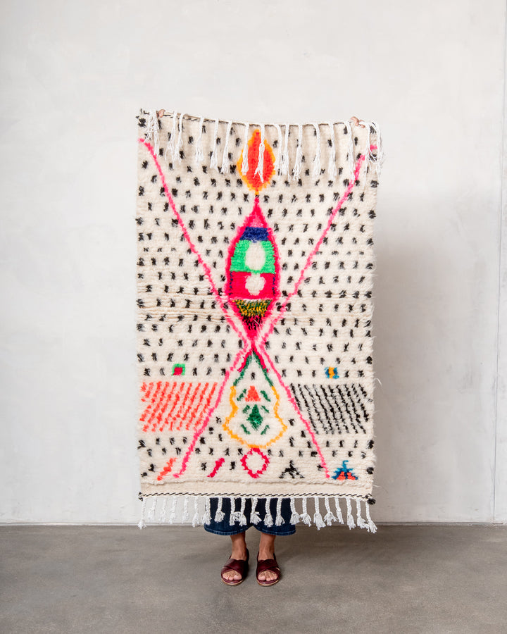 Modern designer handcrafted Berber rug from morocco Azilal with beautiful colors and patterns