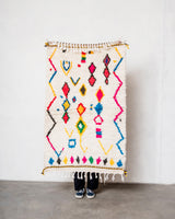 Modern designer handcrafted Berber rug from morocco Azilal with beautiful colors and patterns.