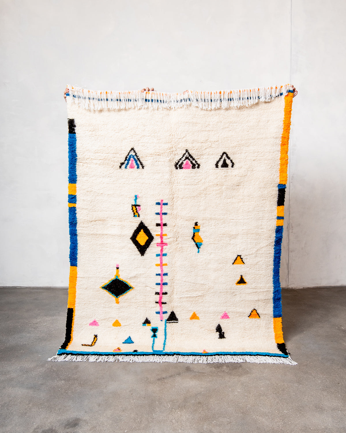 Modern designer handcrafted Berber rug from morocco Azilal with beautiful colors and patterns