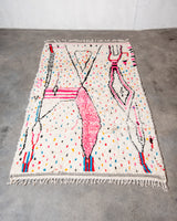 Modern designer handcrafted Berber rug from Morocco. Azilal rug with beautiful colors and patterns. Made of sheep’s wool and colourful cotton.
