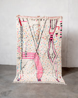 Modern designer handcrafted Berber rug from Morocco. Azilal rug with beautiful colors and patterns. Made of sheep’s wool and colourful cotton.