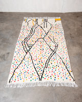 Modern designer handcrafted Berber rug from Morocco. Azilal rug with beautiful colors and patterns. Made of sheep’s wool and colourful cotton.