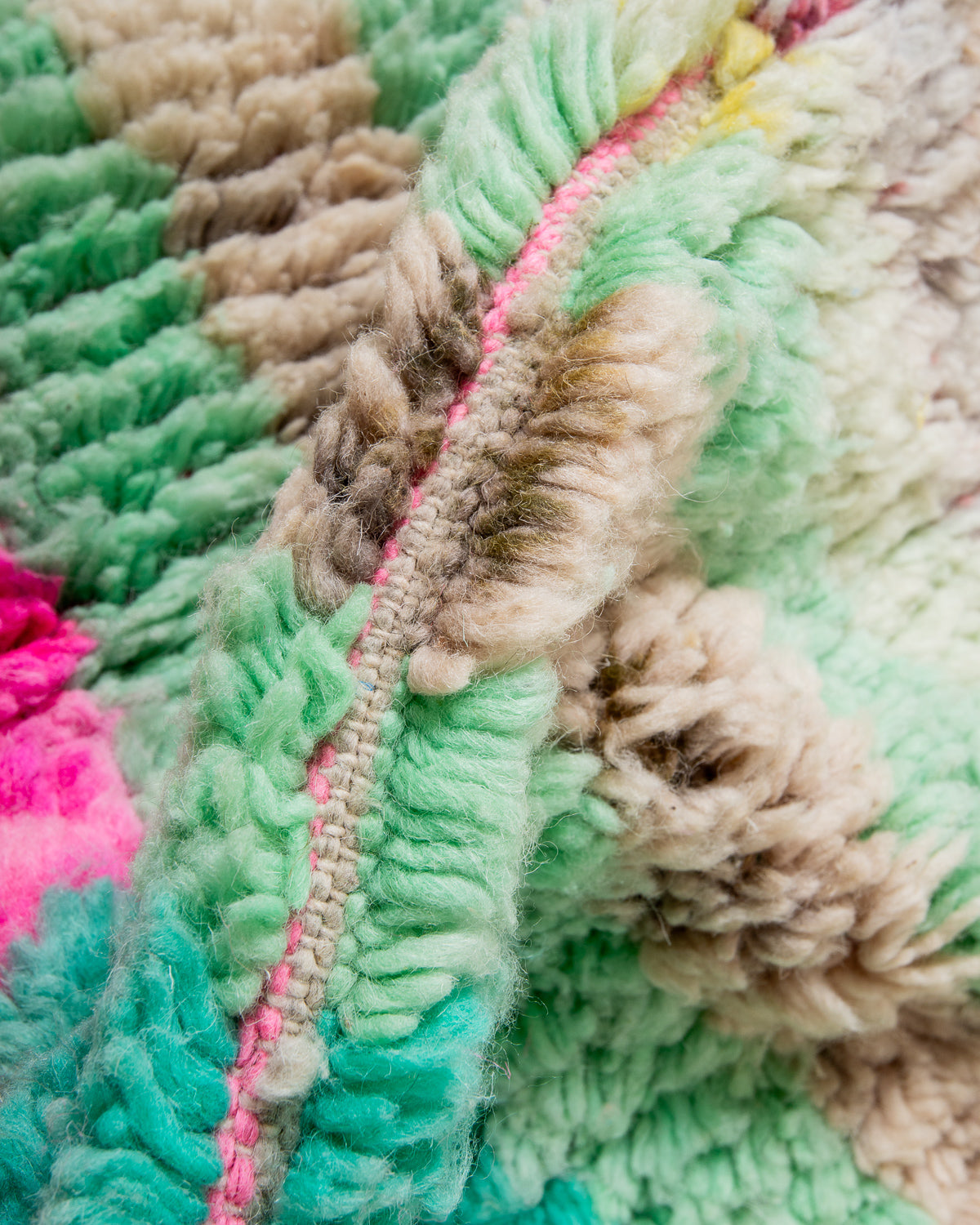 Modern, designer, handcrafted Berber runner rug from Morocco. Vintage carpet with beautiful colours and patterns and fluffy texture.