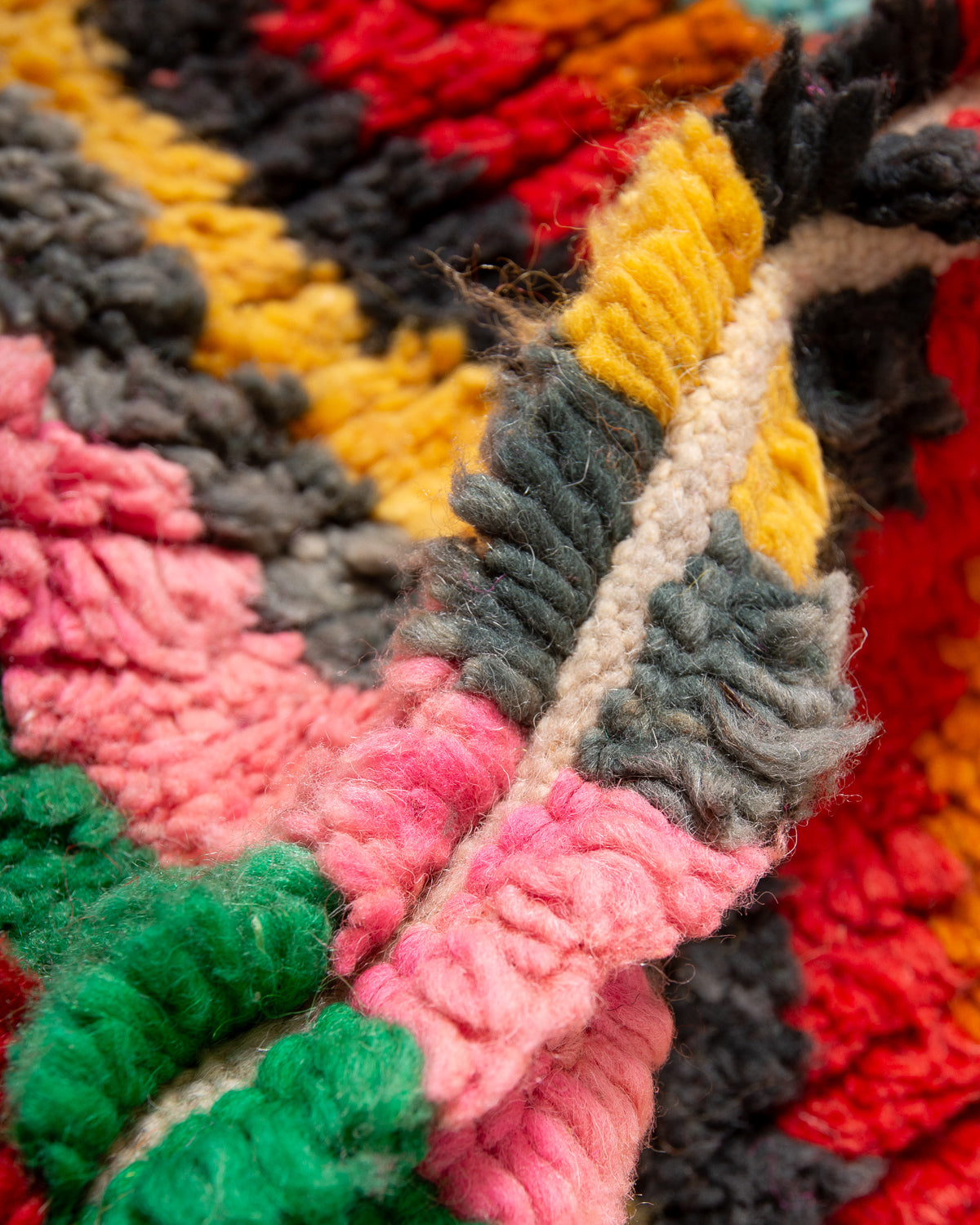 Modern, designer, handcrafted Berber runner rug from Morocco. Vintage carpet with beautiful colours and patterns and fluffy texture.