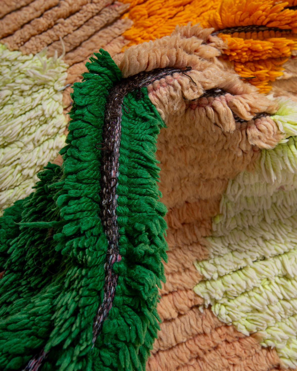 Modern, designer, handcrafted Berber runner rug from Morocco. Vintage carpet with beautiful colours and patterns and fluffy texture.