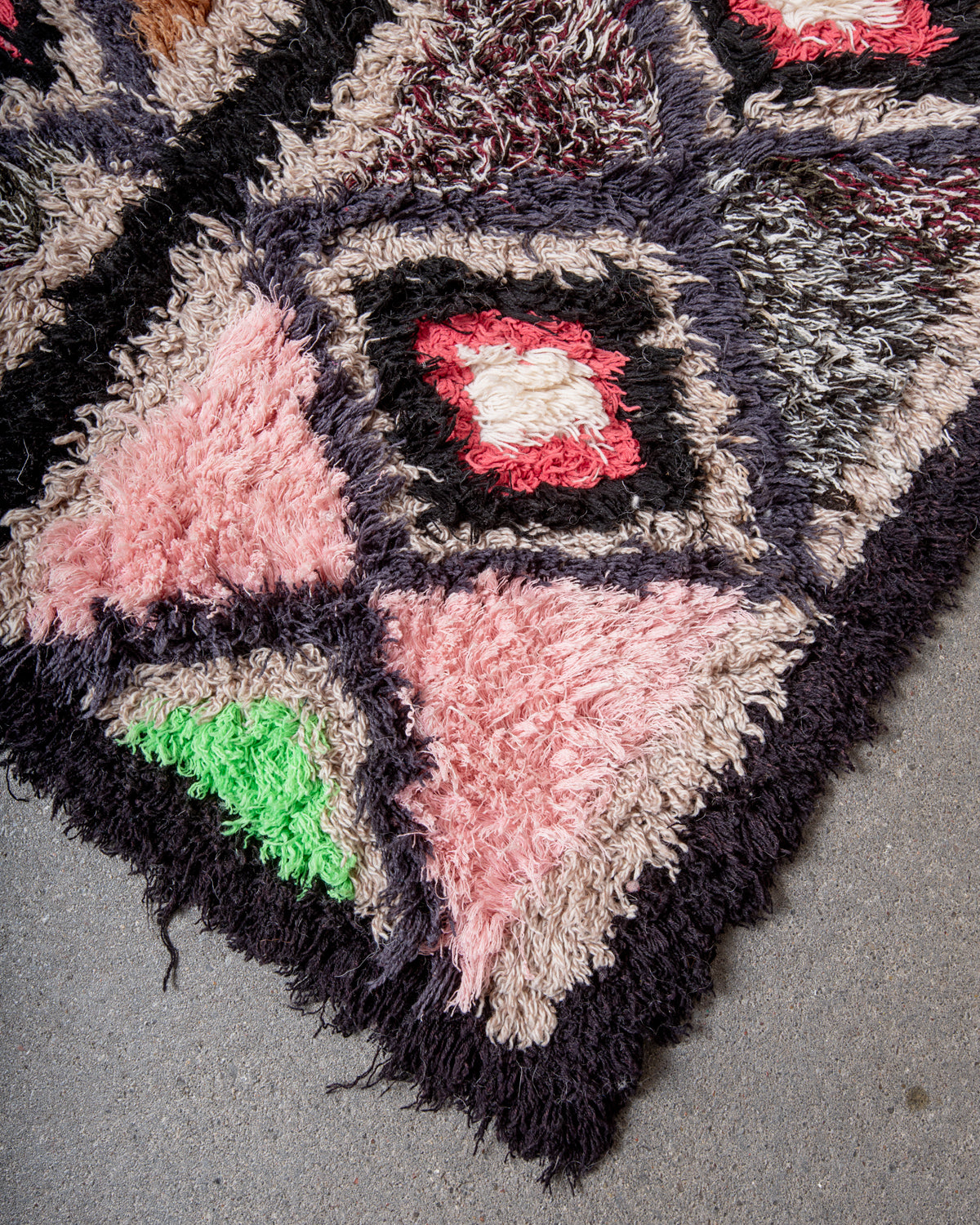 Modern designer vintage handcrafted Berber rug from Morocco. Boucherouite runner rug with beautiful colors and patterns.