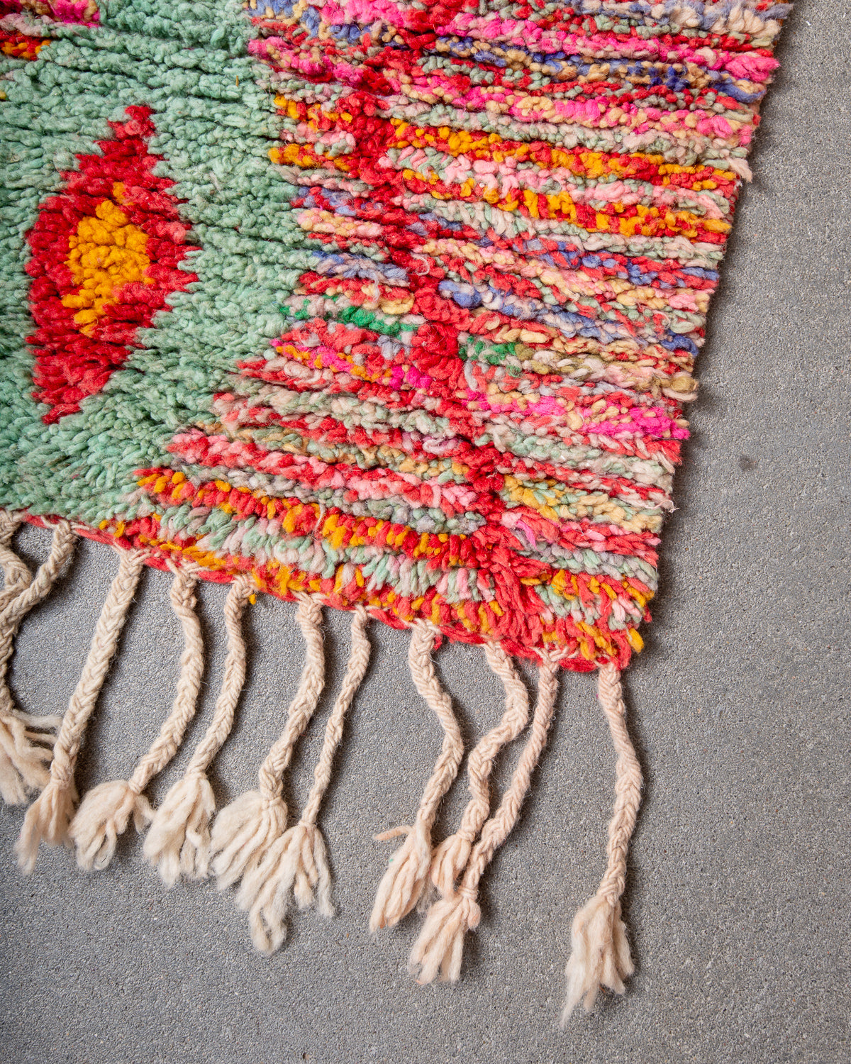 Modern, designer, handcrafted Berber runner rug from Morocco. Vintage carpet with beautiful colours and patterns and fluffy texture