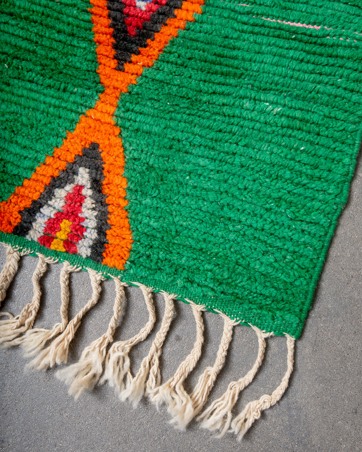 Modern, designer, handcrafted Berber runner rug from Morocco. Vintage carpet with beautiful colours and patterns and fluffy texture