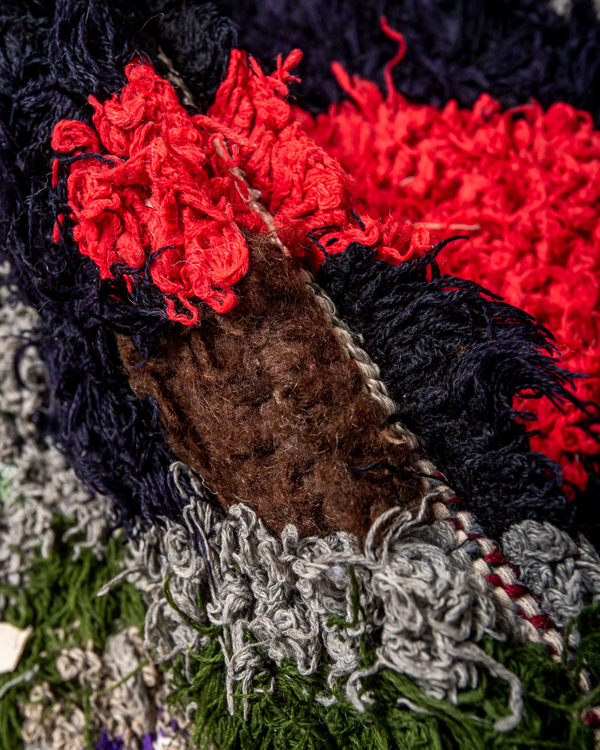 Modern designer vintage handcrafted Berber rug from Morocco. Boucherouite runner rug with beautiful colors and patterns.