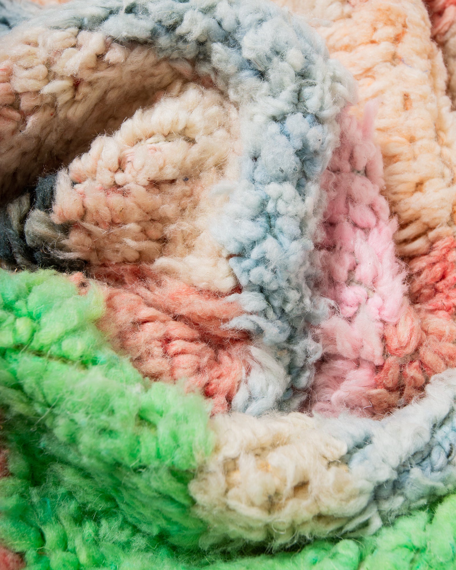 Modern, designer, handcrafted Berber rug from Morocco. Vintage carpet with beautiful colours and patterns and fluffy texture.