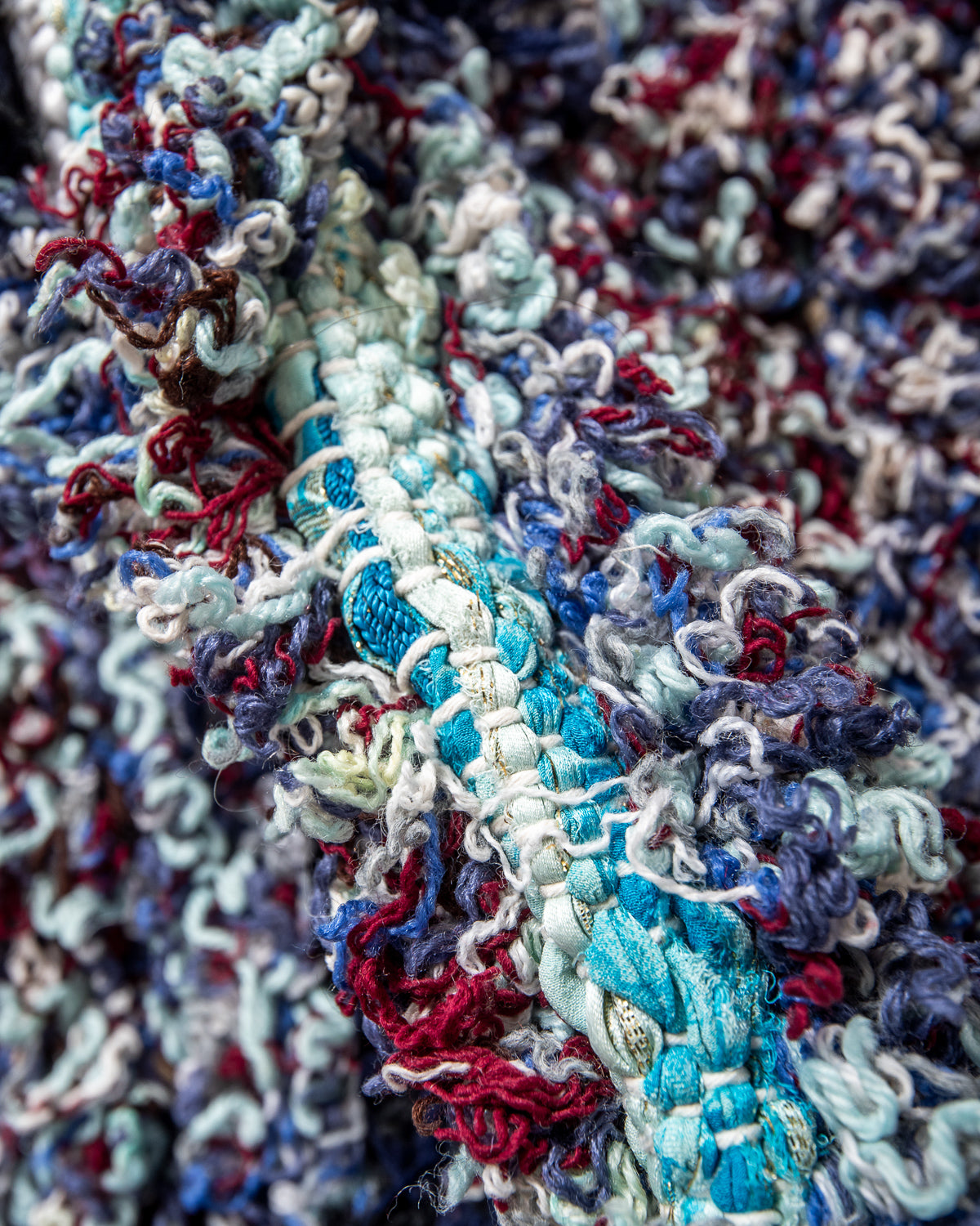 Modern designer vintage handcrafted Berber rug from Morocco. Boucherouite runner rug with beautiful colors and patterns.