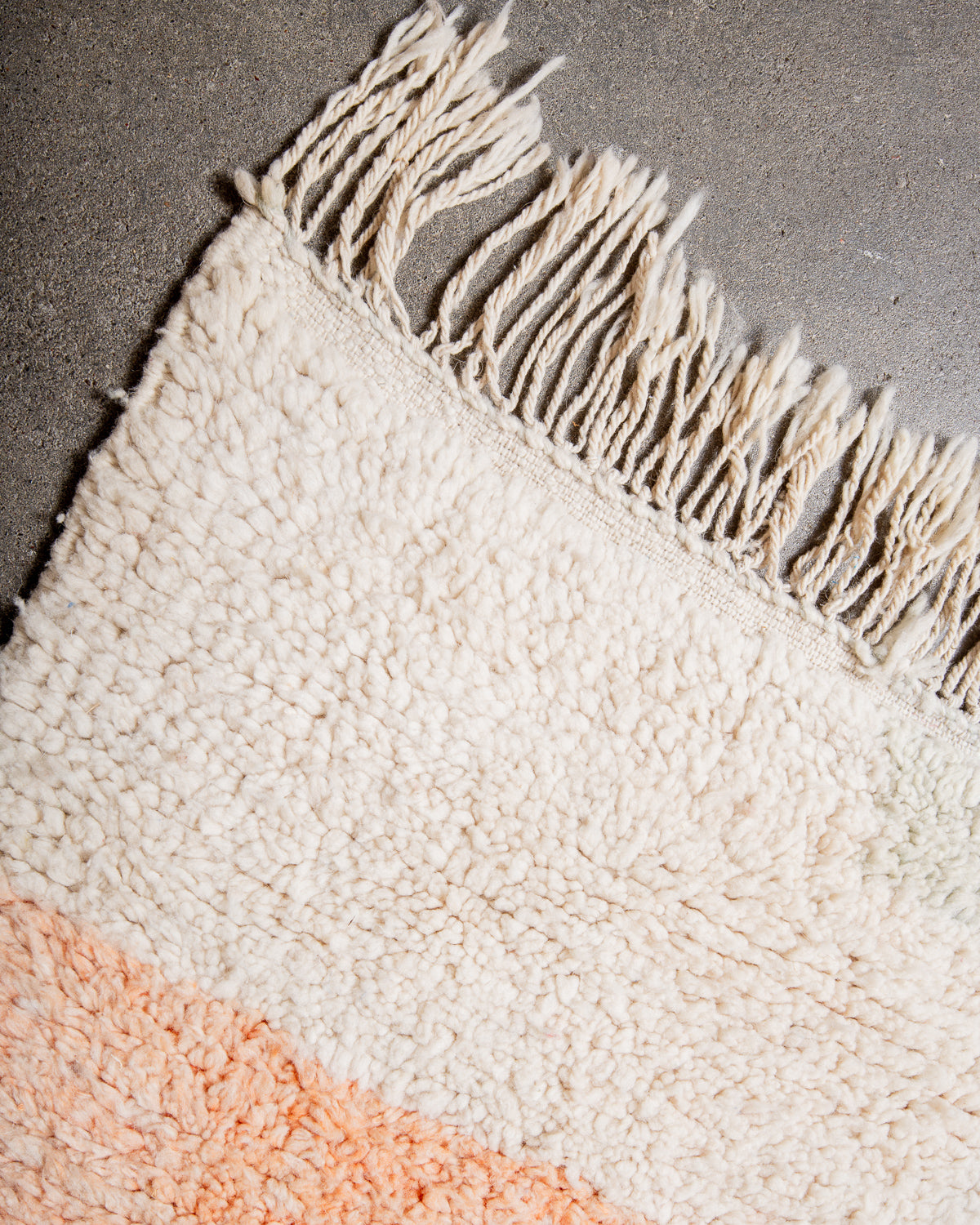 Modern, designer, handcrafted Berber runner rug from Morocco. Vintage carpet with beautiful colours and patterns and fluffy texture.