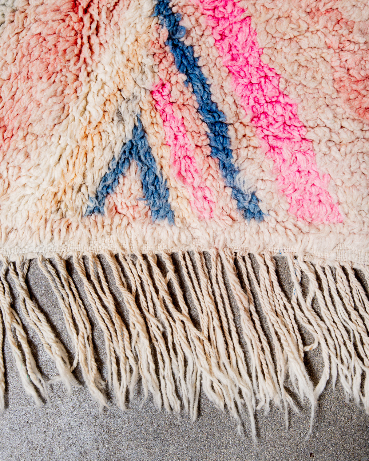 Modern, designer, handcrafted Berber runner rug from Morocco. Vintage carpet with beautiful colours and patterns and fluffy texture.