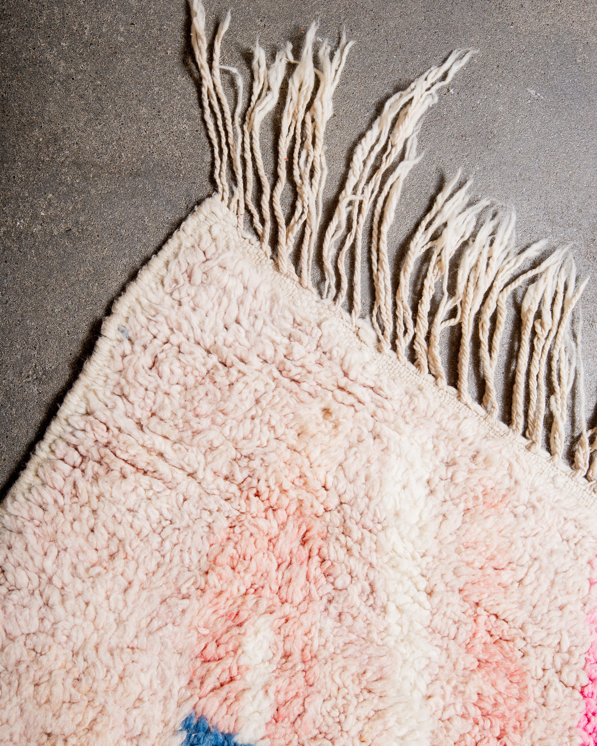 Modern, designer, handcrafted Berber runner rug from Morocco. Vintage carpet with beautiful colours and patterns and fluffy texture.