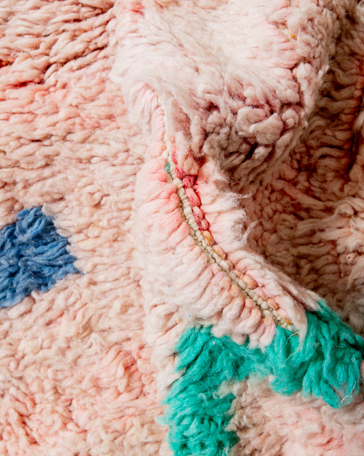 Modern, designer, handcrafted Berber runner rug from Morocco. Vintage carpet with beautiful colours and patterns and fluffy texture.