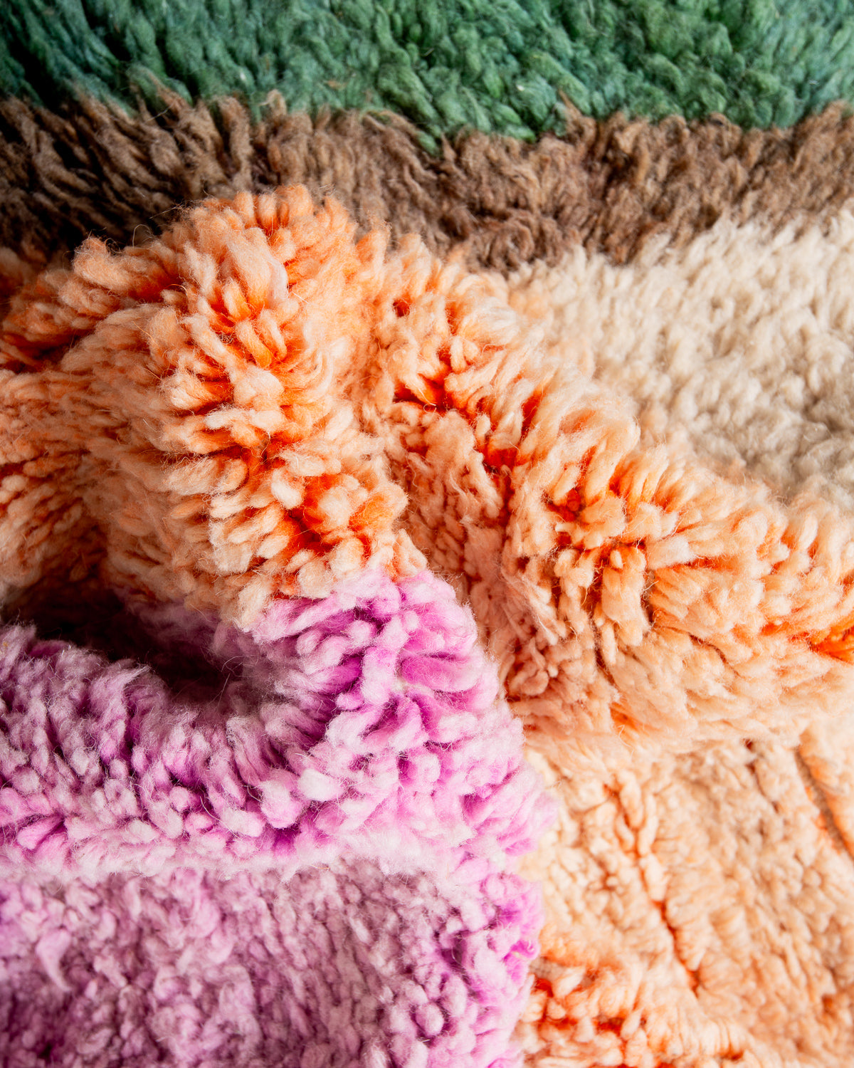 Modern, designer, handcrafted Berber runner rug from Morocco. Vintage carpet with beautiful colours and patterns and fluffy texture.