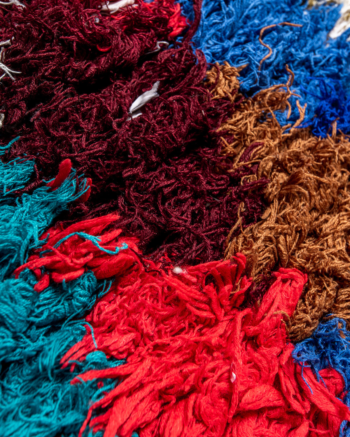 Modern designer vintage handcrafted Berber rug from Morocco. Boucherouite runner rug with beautiful colors and patterns.