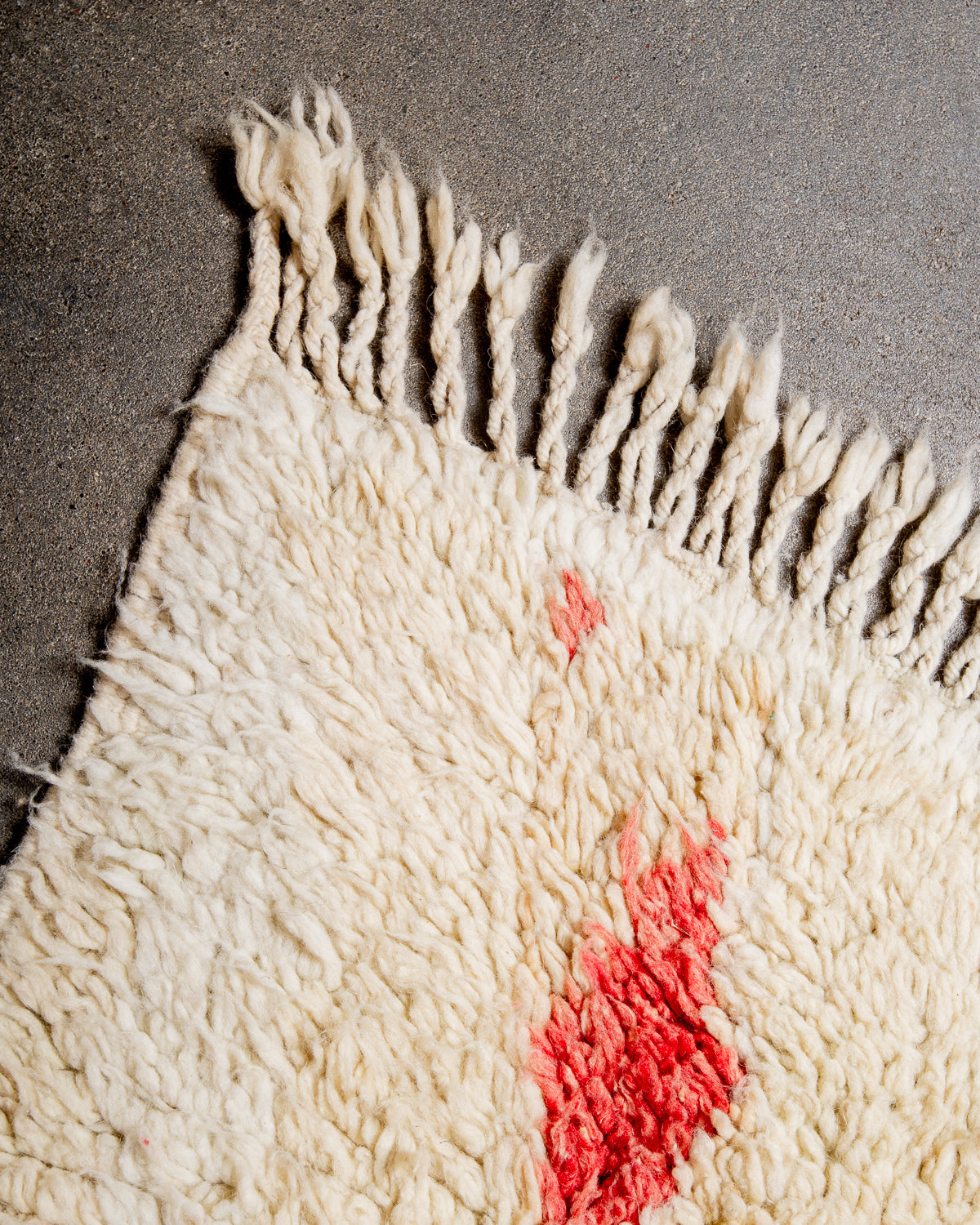 Modern, designer, handcrafted Berber rug from Morocco. Vintage carpet with beautiful colours and patterns and fluffy texture.