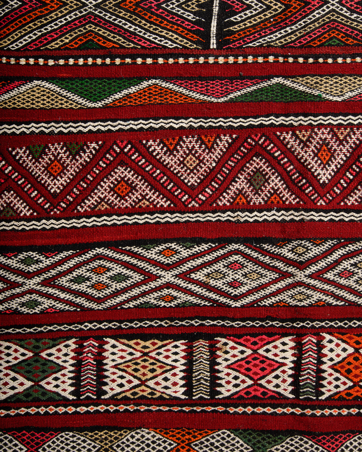 Modern, designer, handcrafted Berber rug from Morocco. Vintage Kelim carpet with beautiful designs and robust flat weave out of wool.