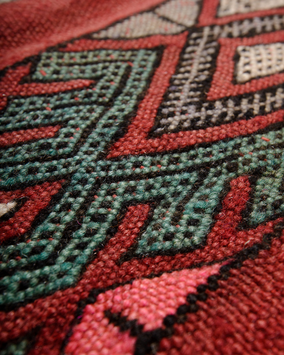 Modern, designer, handcrafted Berber rug from Morocco. Vintage Kelim carpet with beautiful designs and robust flat weave out of wool.