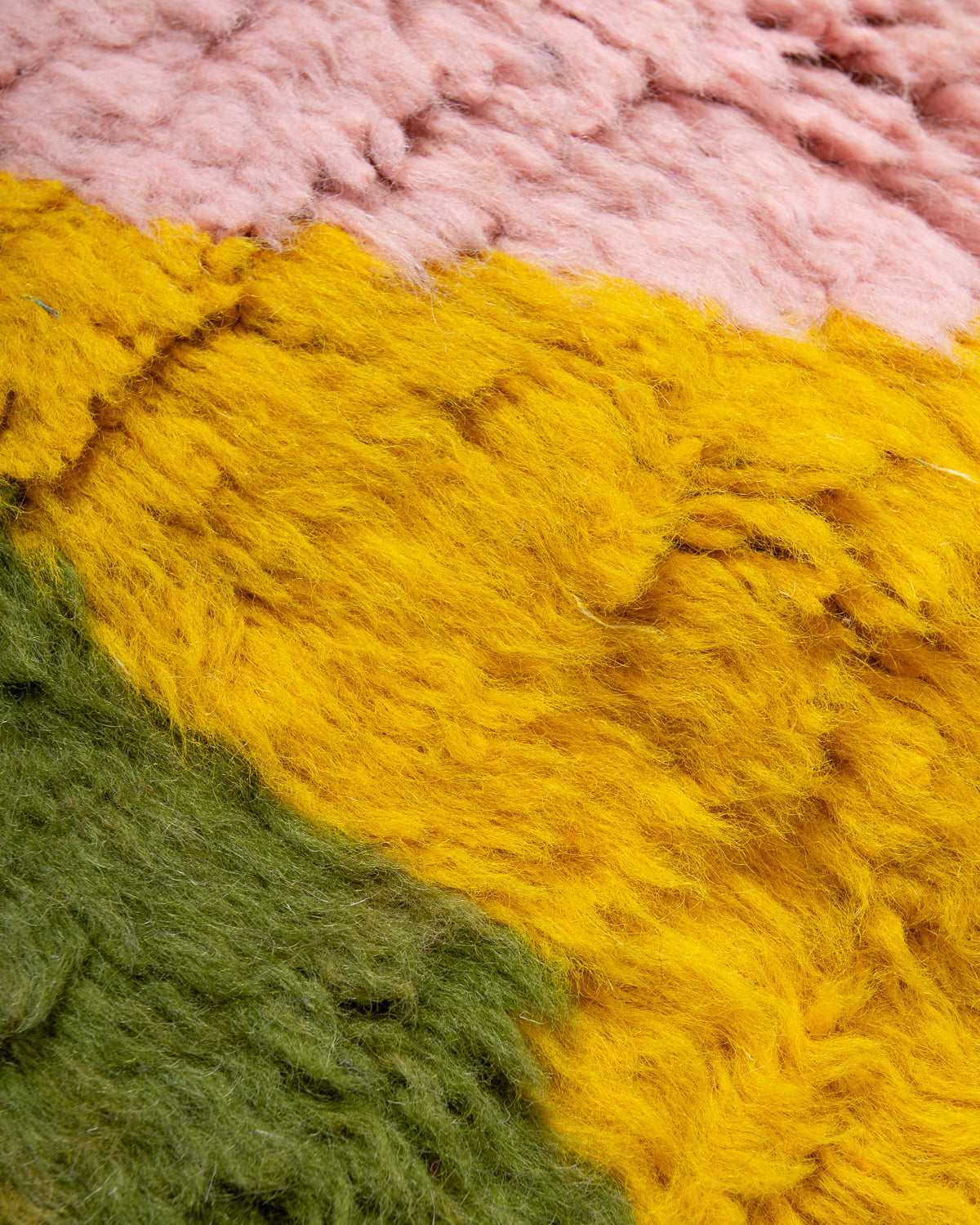 Modern, designer, handcrafted Berber rug from Morocco. Vintage carpet with beautiful colours and patterns and fluffy texture.