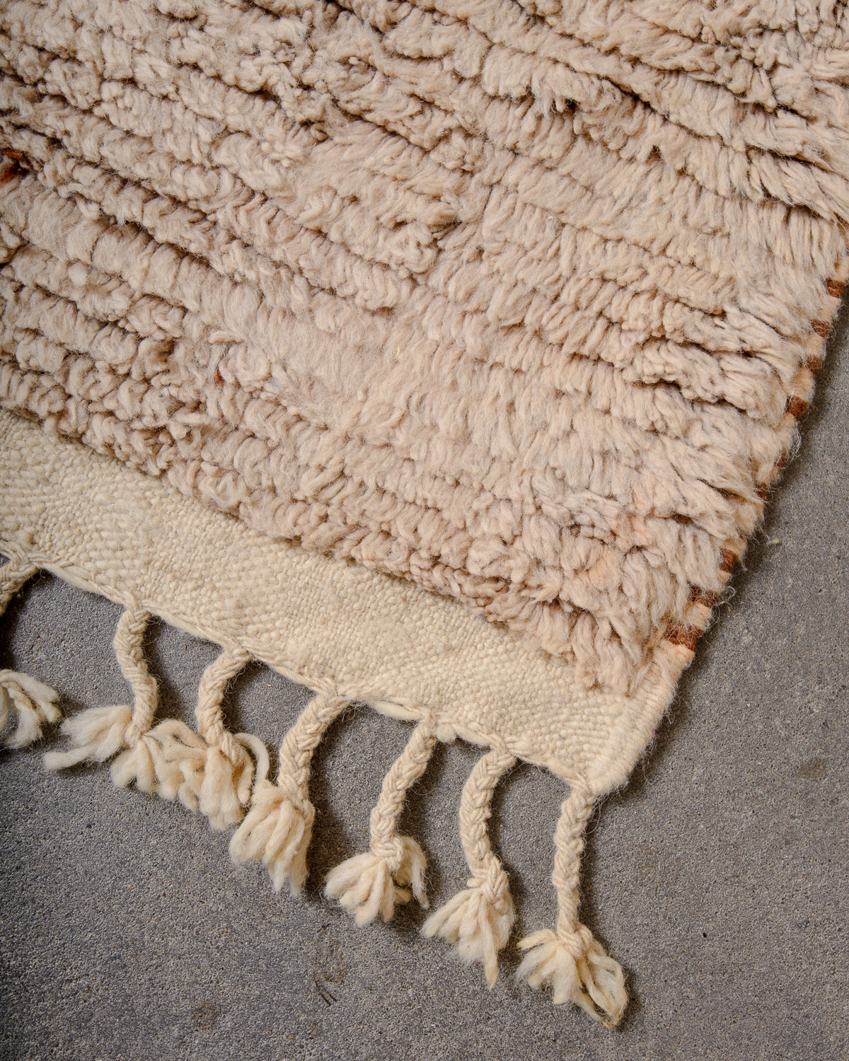 Modern, designer, handcrafted Berber rug from Morocco. Vintage carpet with beautiful colours and patterns and fluffy texture.