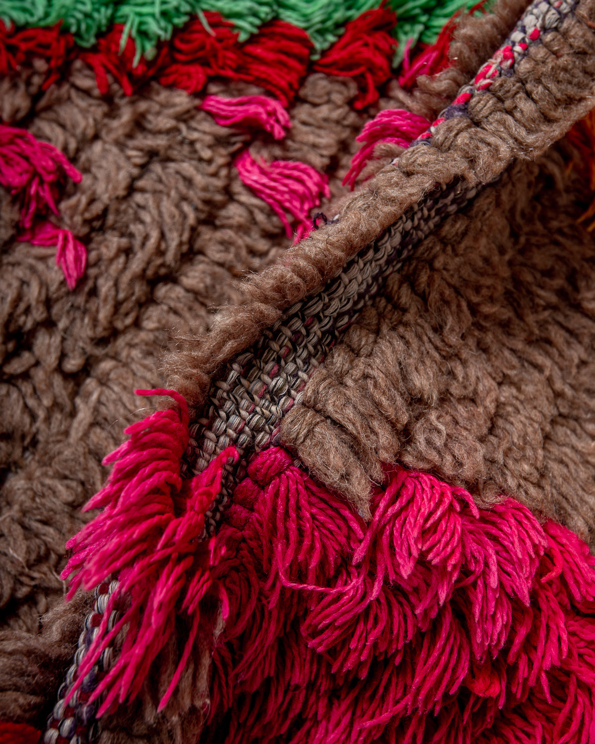 Modern, designer, handcrafted Berber runner rug from Morocco. Vintage carpet with beautiful colours and patterns and fluffy texture.