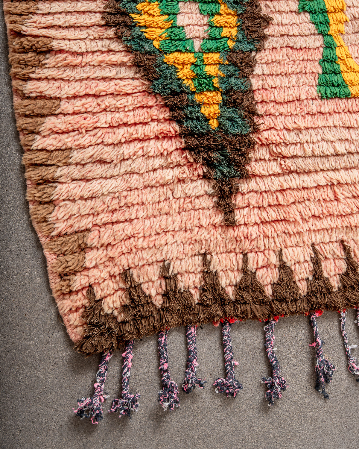 Modern, designer, handcrafted Berber runner rug from Morocco. Vintage carpet with beautiful colours and patterns and fluffy texture.