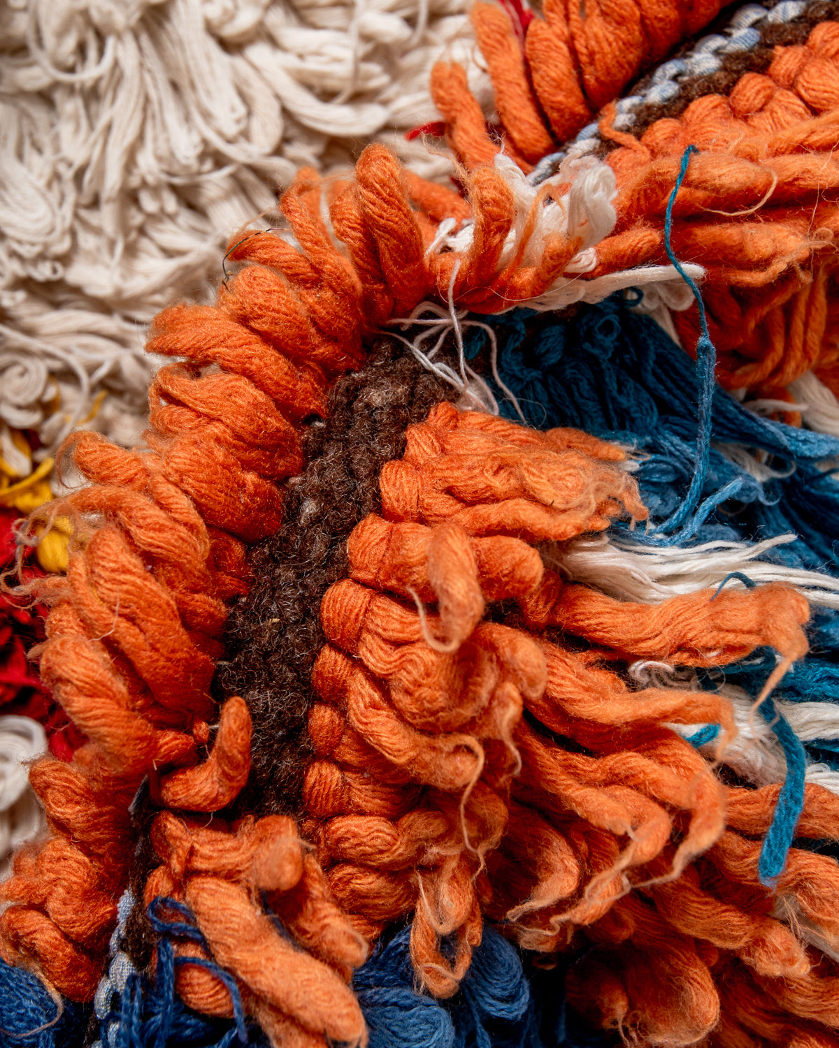 Modern designer vintage handcrafted Berber rug from Morocco. Boucherouite runner rug with beautiful colors and patterns.