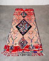 Modern, designer, handcrafted Berber runner rug from Morocco. Vintage carpet with beautiful colours and patterns and fluffy texture.